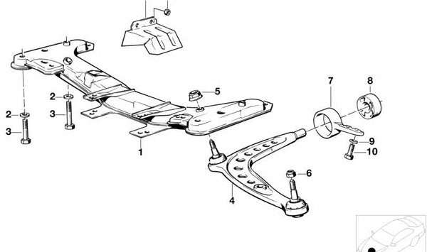 Soporte derecho de suspensión OEM 31122223027 para BMW E30, E36, E46, Z3. Original BMW.