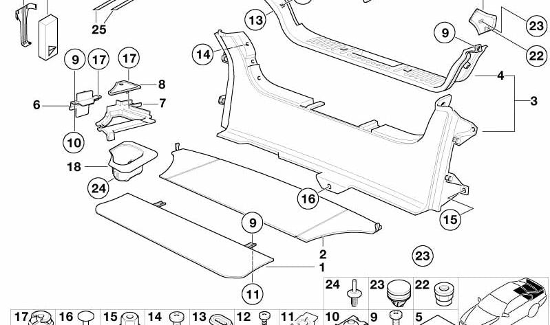 Pannello di chiusura per diversi modelli/serie BMW (OEM 51478401788). BMW originale