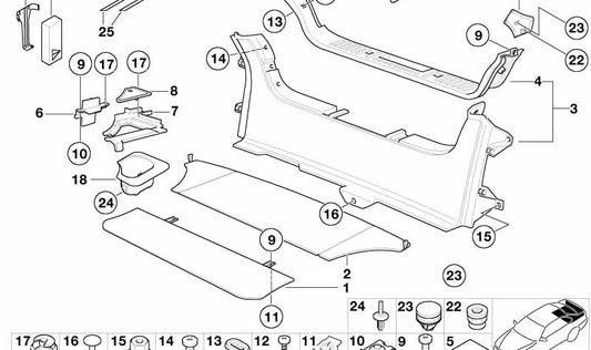 Pannello di chiusura per diversi modelli/serie BMW (OEM 51478401788). BMW originale