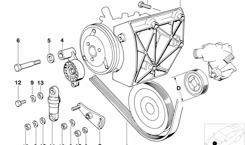 Correa poli V para BMW Serie 7 E32, Serie 8 E31 (OEM 11281736698). Original BMW