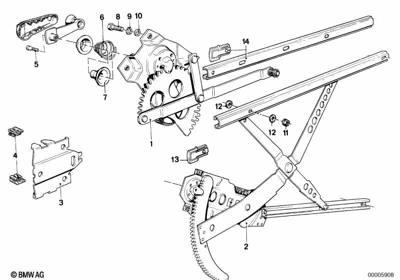 Elevador de ventana delantero izquierdo para BMW Serie 7 E23 (OEM 51321867921). Original BMW