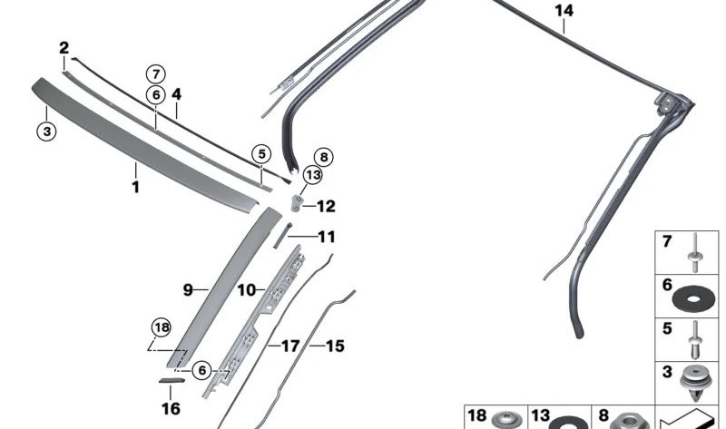 Clip con arandela de sellado azul para BMW Serie 5 F07, F07N, i I15 (OEM 07147220227). Original BMW.