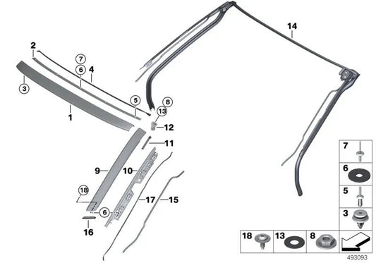 Left A-Column Housing Bracket for BMW i I15 (OEM 51627462427). Original BMW