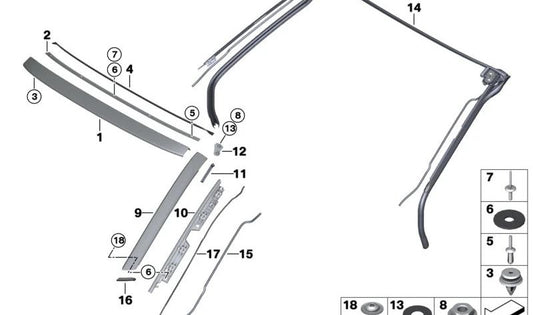 Left gasket OEM 51447378909 for BMW I12 (i8 Coupe), I15 (i8 Roadster). Genuine BMW.