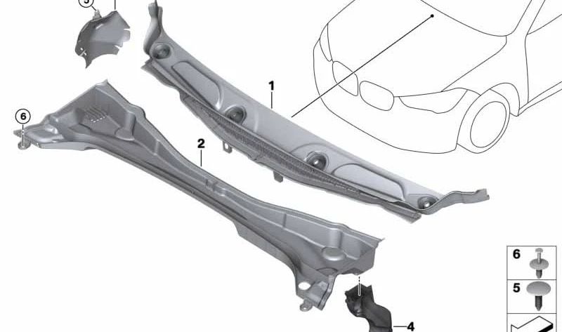 Schottwand Windlauf para BMW F48, F48N, F39 (OEM 51717385250). Original BMW