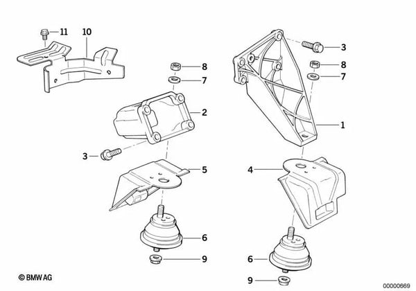 Soporte derecho para BMW Serie 5 E34 (OEM 11811140042). Original BMW