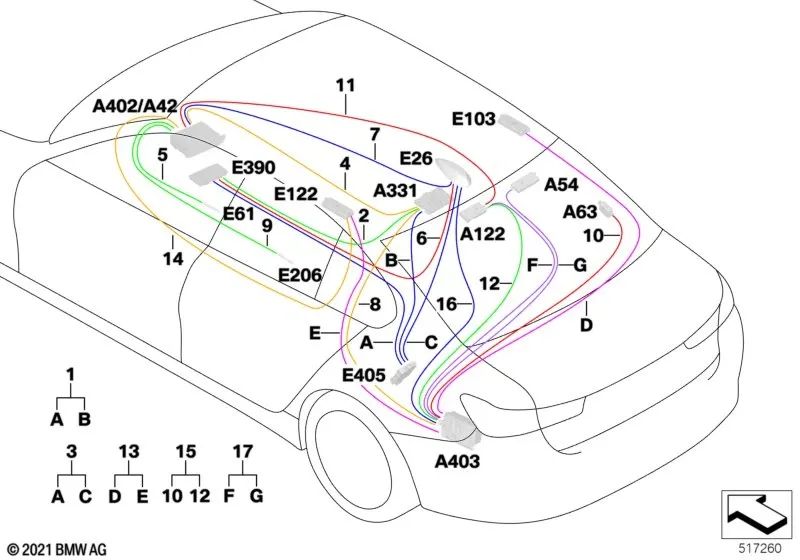 Bluetooth Antenna Cable for BMW G20, G21, G28, G80, G22, G23, G26, G82, G83 (OEM 61118718723). Genuine BMW.