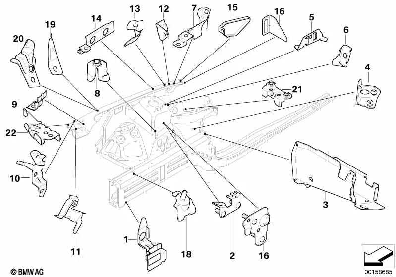 Soporte superior del depósito de agua de lavado para BMW Serie 1 E81, E82, E87, E88, Serie 3 E90, E91, E92, E93 (OEM 41117167020). Original BMW.