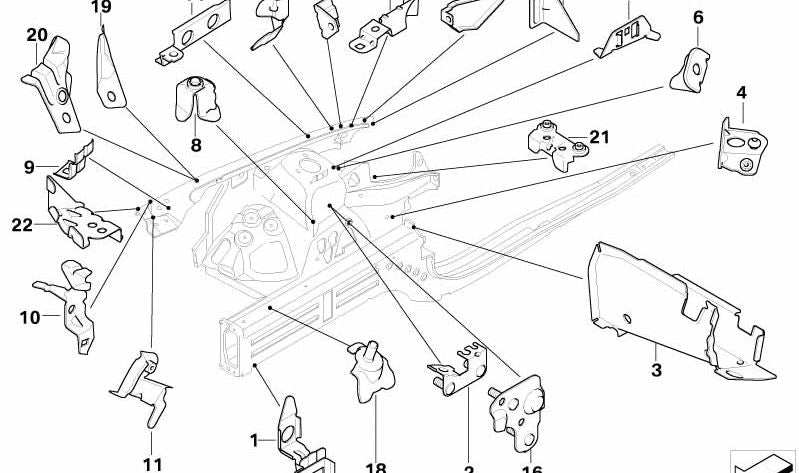 Subcasis diagonale Motore destro OEM 41117174994 per BMW E82, E87, E88, E90, E91, E92, E93. BMW originale.