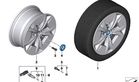 Alloy tire Lightning Color Gray OEM 36116898036 for BMW U11, U10, U25. Original BMW.