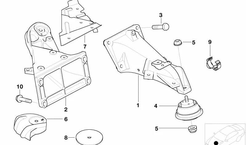 Linke Stütze für BMW Serie 3 E46, Z4 E85, E86 (OEM 22112229898). Original BMW