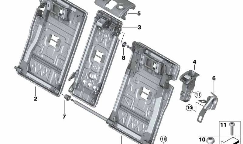 Marco del respaldo derecho para BMW Serie 1 F40, F70 (OEM 52207398996). Original BMW.