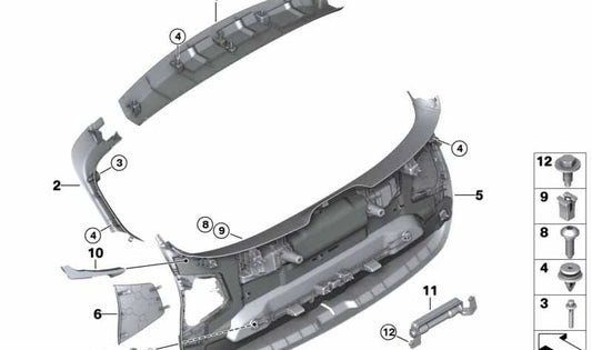 Revestimiento del maletero derecho para BMW F39 (OEM 51497451600). Original BMW