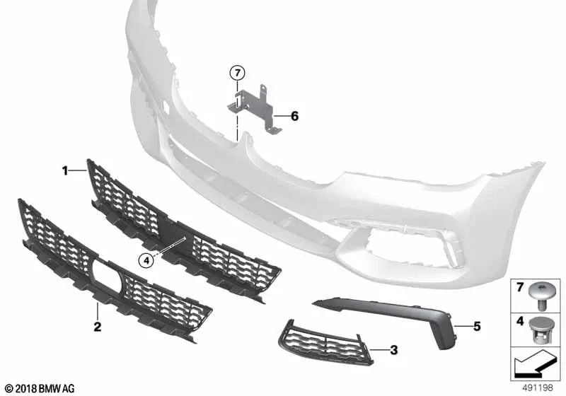 Rejilla de entrada de aire central para BMW Serie 7 G11, G12 (OEM 51118092154). Original BMW