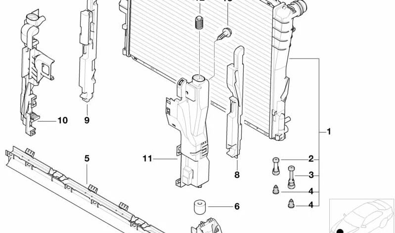 Tornillo de drenaje del radiador para BMW E83N, E85, E86 (OEM 17117545784). Original BMW.