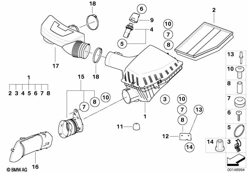 Manguito para BMW Serie 5 E60, E60N, E61, E61N, Serie 6 E63, E63N, E64, E64N (OEM 13717533931). Original BMW