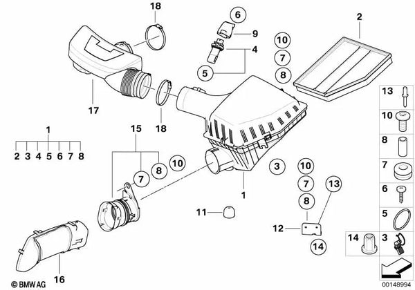 Manguito para BMW Serie 5 E60, E60N, E61, E61N, Serie 6 E63, E63N, E64, E64N (OEM 13717533931). Original BMW