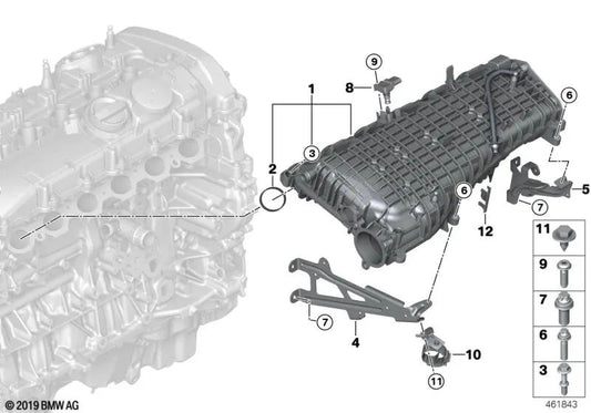 Soporte delantero para BMW Serie 1 F20N, F21N Serie 2 F22, F23 Serie 3 F30N, F31N, F34N Serie 4 F32, F33, F36 Serie 5 G30, G31, G38 Serie 6 G32 Serie 7 G11, G12 X3 G01 X4 G02 (OEM 11618602078). Original BMW