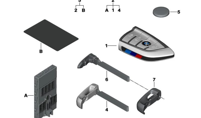 Mando a Distancia M Sport para BMW F40, F44, G42, G87, G20, G21, G28, G80, G81, G22, G23, G26, G82, G83, F91, F92, F93, G14, G15, G16, F97, G01, F98, G02, F95, G05, G18, F96, G06, G07, G29 (OEM 66125A473F4). Original BMW