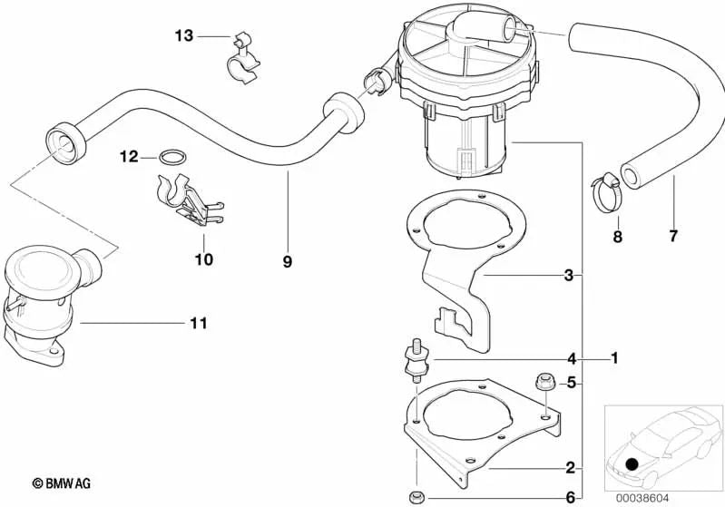 Tambuco di aspirazione per la serie BMW 3 E36 (OEM 11721437778). BMW originale