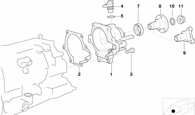 Brida de Salida para BMW Serie 3 E36, E46, Serie 5 E34 (OEM 24211423764). Original BMW.