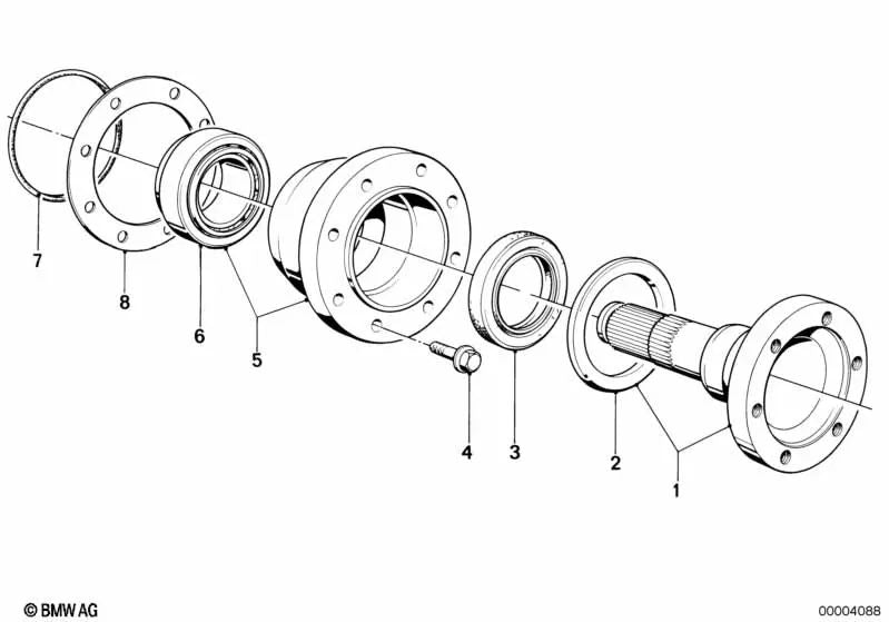 Axle seal with circlip for BMW 5 Series E34, 7 Series E23 (OEM 31507510831). Genuine BMW