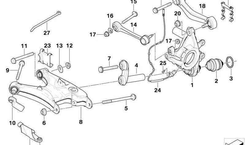 Rear left wheel arch for BMW 5 Series E39 (OEM 33321091335). Original BMW