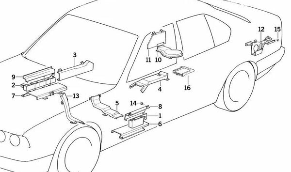 Cubierta de cable para consola central trasera para BMW E31 (OEM 61131383284). Original BMW