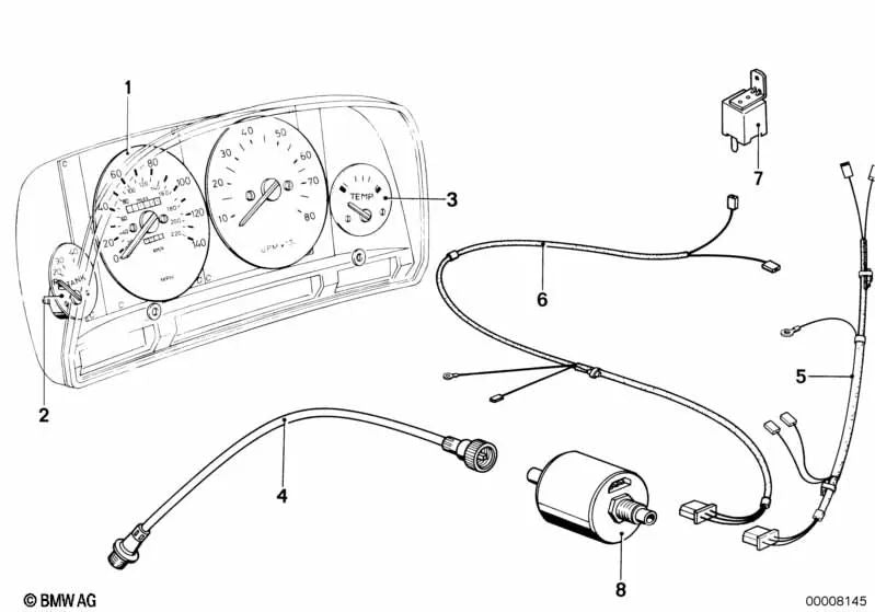 Fuel gauge for BMW 5 Series E12 (OEM 62131365433). Genuine BMW