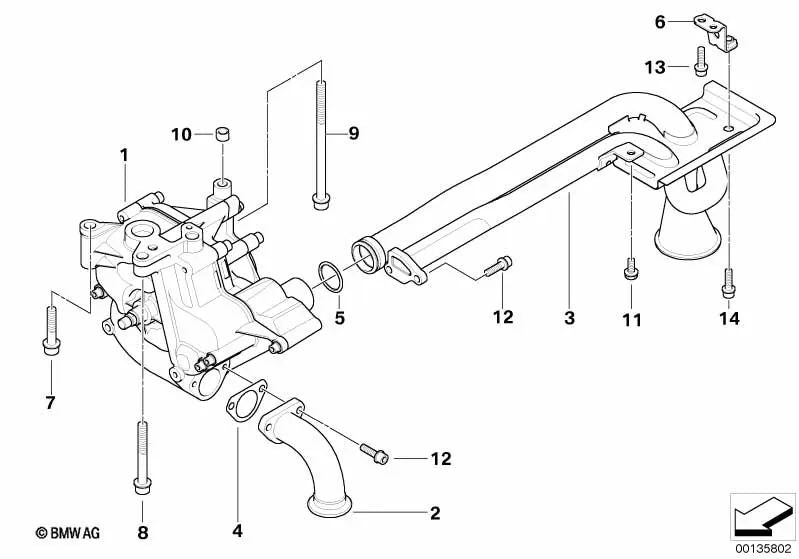 Tubo de succión/retorno para BMW E60, E61N, E63, E64 (OEM 11417836248). Original BMW.