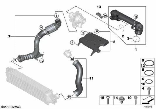 Tubo de ar limpo para BMW F40, F44, F45, F48, F39 (OEM 13718511377). BMW original