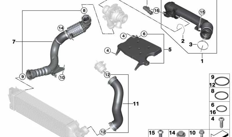 Ressonador de admissão OEM 13718580237 para BMW F40, F44, F45, F46, F48, F39 e MINI F55, F56, F57, F54, F60. BMW/mini original.