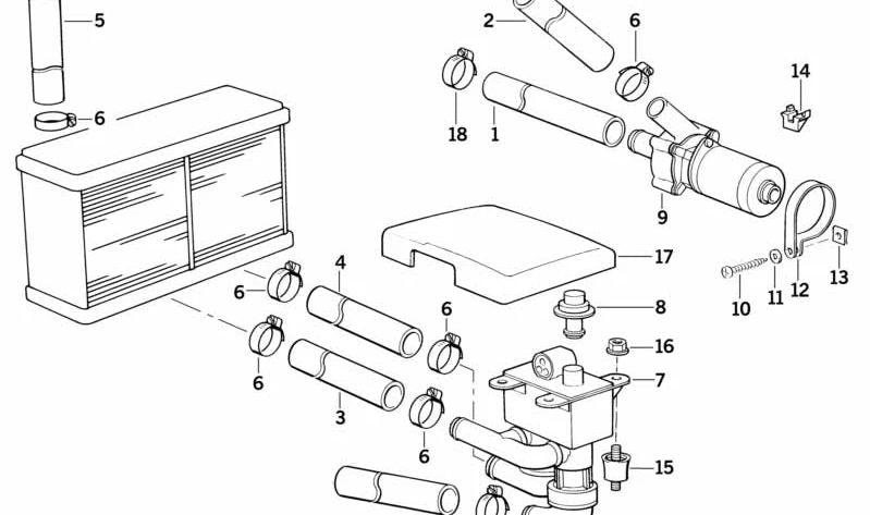 Manguera de agua de refrigeración OEM 64211383407 para BMW E31. Original BMW.