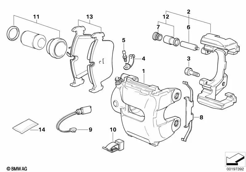 Alloggiamento del morsetto del freno destro per BMW E36 (OEM 34111165560). BMW originale