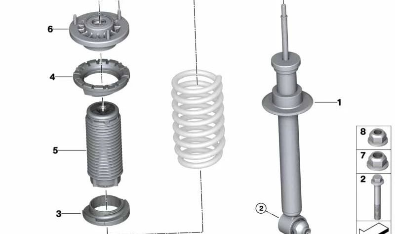 Amortiguador trasero OEM 33526866617 para BMW G30, G31, 5 Series (original BMW).