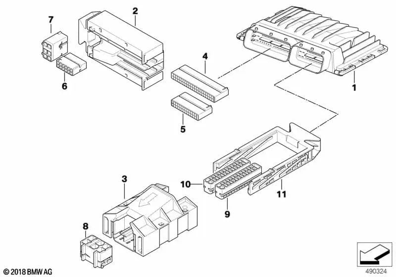 Conector de enchufe para BMW Serie 1 E81, E82, E87, E87N, E88, Serie 3 E90, E91, E92, E93, Serie 5 E60, E61, Serie 6 E63, E64, Serie 7 E65, E66, X3 E83, X6 E71, Z4 E85, E89 (OEM 12527521527). Original BMW