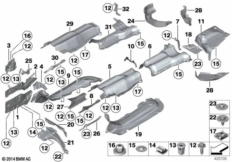 Aislamiento térmico del depósito para BMW Serie 5 F10, Serie 6 F06, F12, F13 (OEM 51488038979). Original BMW