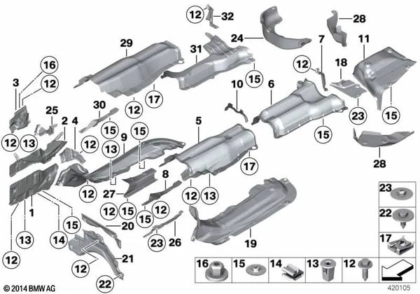 Aislamiento térmico para BMW Serie 5 F07N, F10N, F11N (OEM 51487346545). Original BMW.