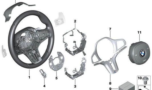 Volante M deportivo de cuero para BMW G42, G87, G80, G81, G82, G83 (OEM 32309882677). Original BMW