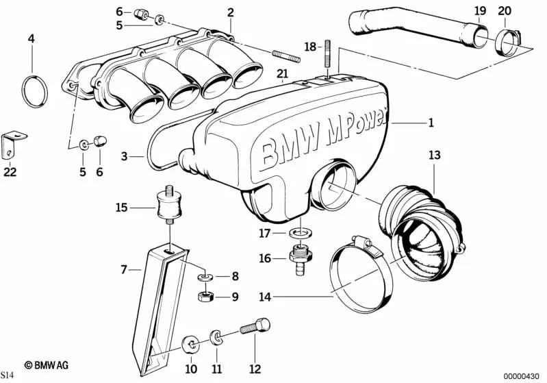 Mounting bracket for BMW 3 Series E30, 5 Series E28 (OEM 11431284241). Original BMW