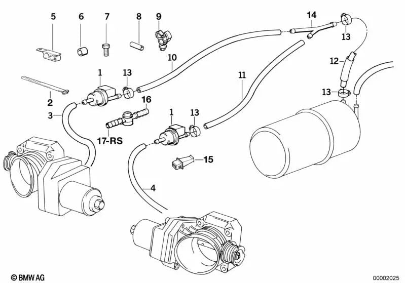 Tubo con protección contra la abrasión para BMW E31 (OEM 13311733498). Original BMW