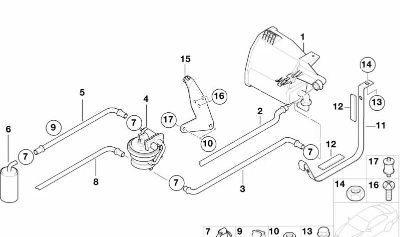 Bomba de diagnóstico de fugas OEM 16131184968 para BMW E36, E39, E38, Z3. Original BMW.