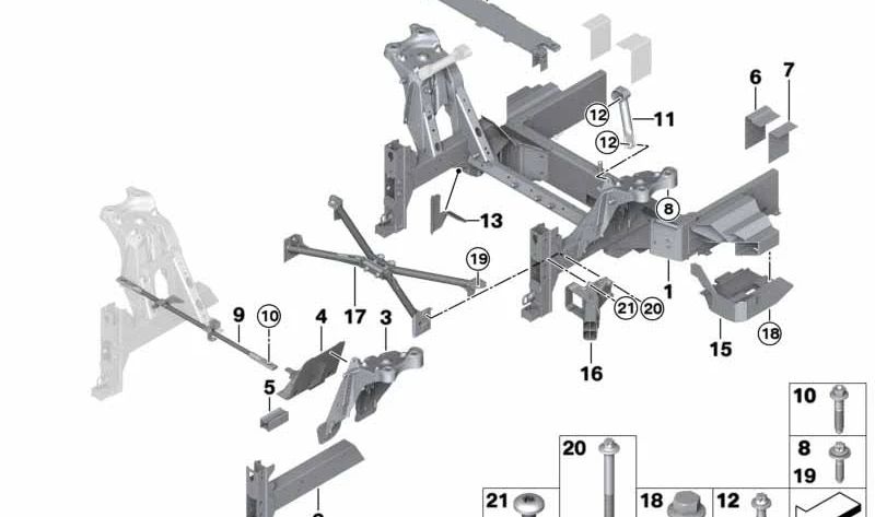 Left threshold reinforcement for BMW I01, I01N (OEM 39206873785). Original BMW