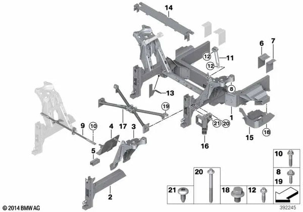 Refuerzo de estribo derecho para BMW i I01, I01N (OEM 39206873786). Original BMW.