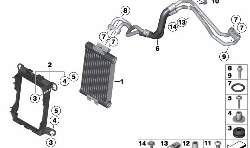 Tuberías del Enfriador de Aceite del Motor para BMW F20, F21, F22, F23, F30, F31, F34, F35, F32, F33, F36 (OEM 17227639450). Original BMW