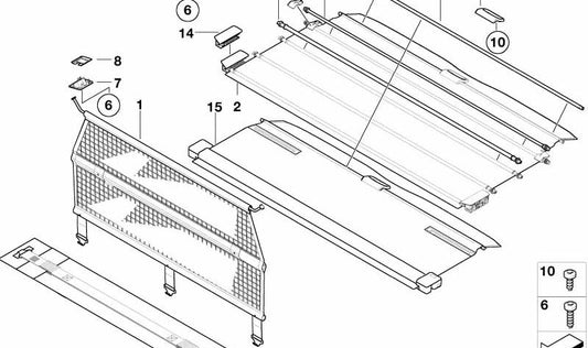 Persiana de privacidad para BMW E53 (OEM 51477027253). Original BMW