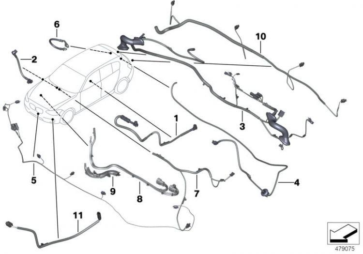 Juego De Cables Faldón Delantero (61129357961) Para Bmw F20 Lci. Original Recambios