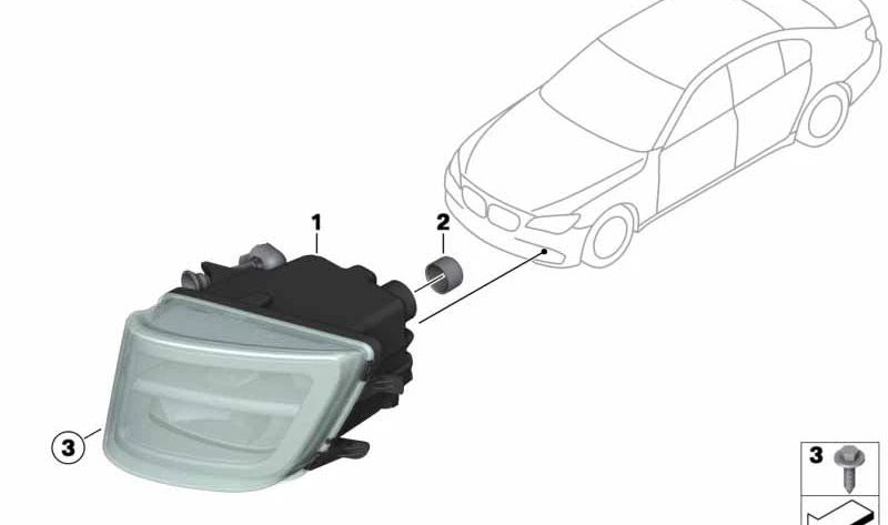 Faros antiniebla LED izquierdo OEM 63177311287 para BMW F01, F02. Original BMW