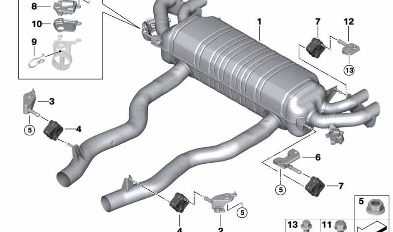 Silenzioso posteriore con valvola di scarico OEM 18308485812 per BMW G12. BMW originale.