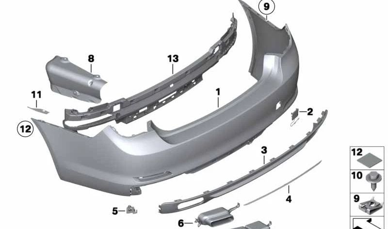 Tapa remolque trasera imprimada OEM 51127209925 para BMW F01, F02, F04. Original BMW.